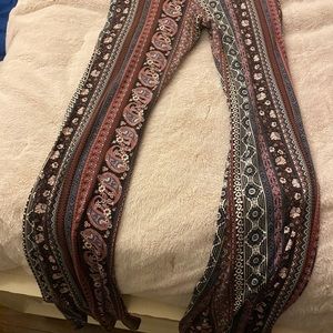 Maroon and blue legging bell bottoms